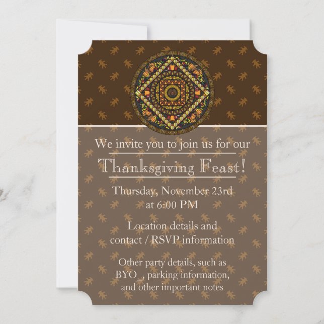 Invitation de la fête des icônes de Thanksgiving (Devant)