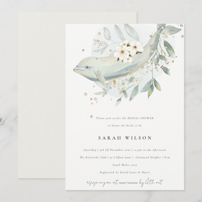 Invitation de la Fête des mariées de poisson flora (Devant / Derrière)
