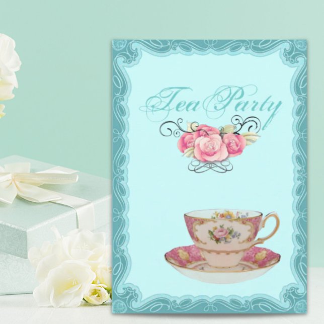 Invitation de la Fête des mariées de thé de pays v (Vintage Country Bridal Shower Tea Party Invitation)
