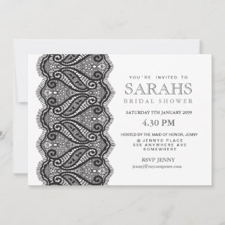 Invitation de la Fête des mariées en dentelle noir