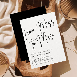 Invitation De la Fête des mariées Miss Mme