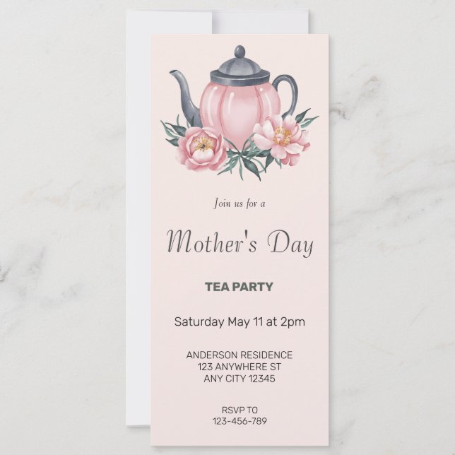 Invitation de la fête des mères rose de Dusky (Devant)