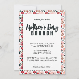 Invitation de la Fête des Mères Rouge Rose