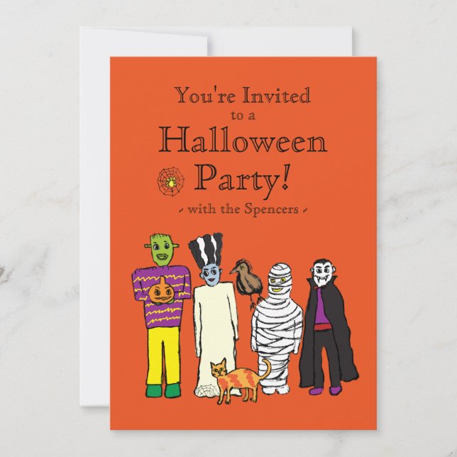 Invitation de la fête des monstres d'Halloween (Devant)