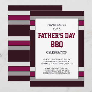 Invitation de la Fête des pères Red Grey Stripes
