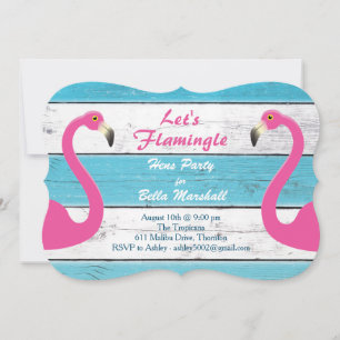 Invitation de la fête des poules de Flamant rose b