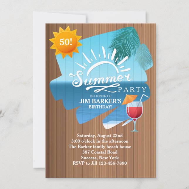 Invitation de la fête d'été (Devant)