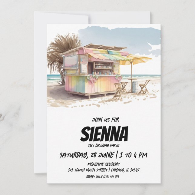 Invitation de la fête d'été de plage (Devant)