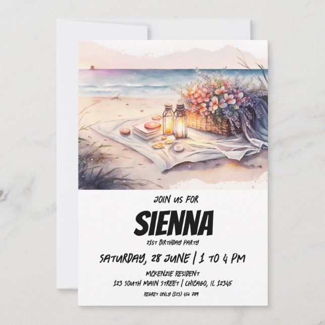 Invitation de la fête d'été de plage (Devant)