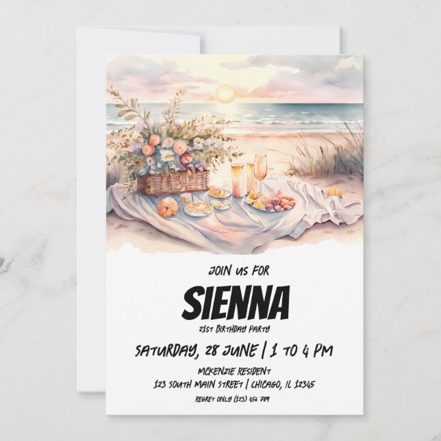 Invitation de la fête d'été de plage (Devant)