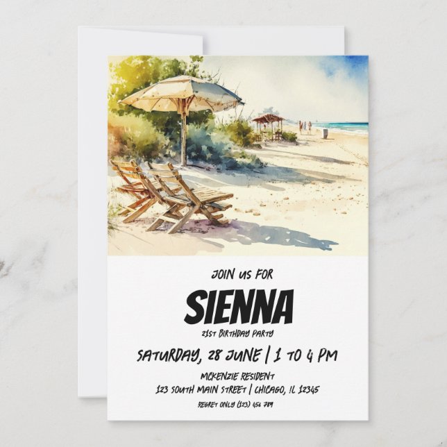 Invitation de la fête d'été de plage (Devant)