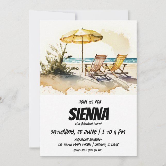Invitation de la fête d'été de plage (Devant)