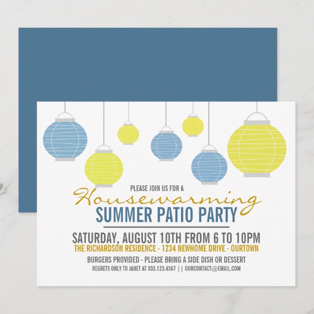 Invitation de la fête d'été du Patio (Devant / Derrière)