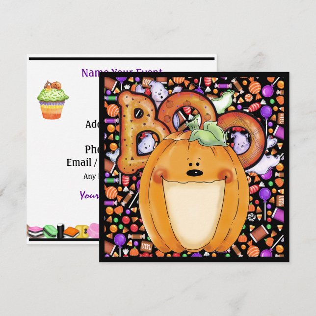 Invitation de la fête d'Halloween (Devant / Derrière)