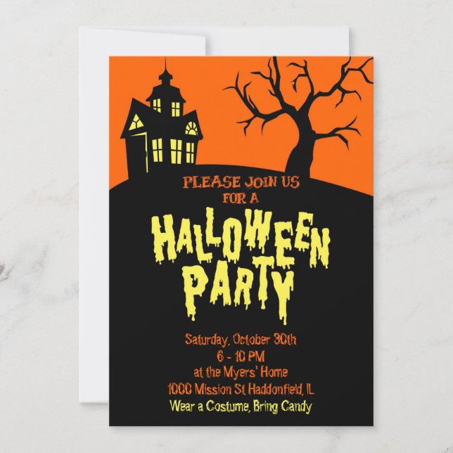 Invitation de la fête d'Halloween (Devant)