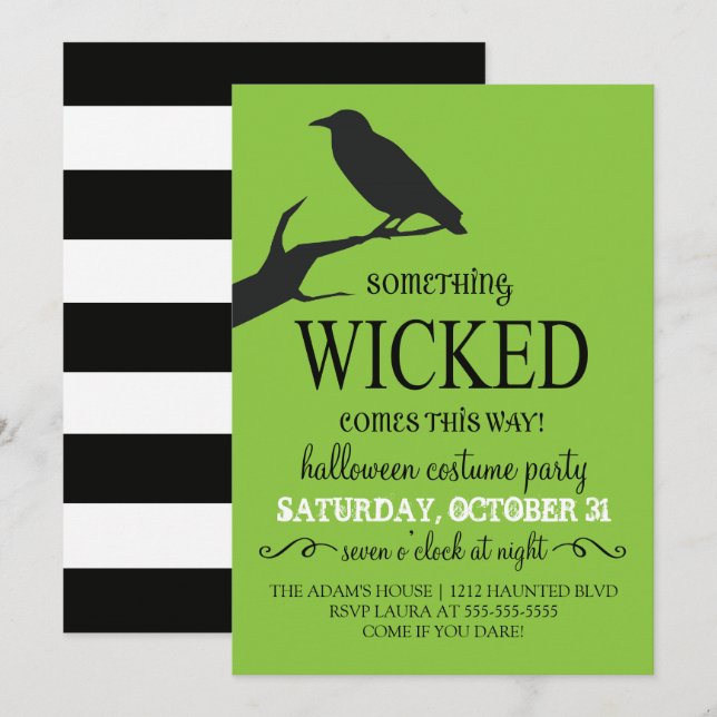 Invitation de la fête d'Halloween (Devant / Derrière)