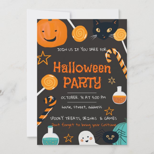 Invitation de la fête d'Halloween (Devant)