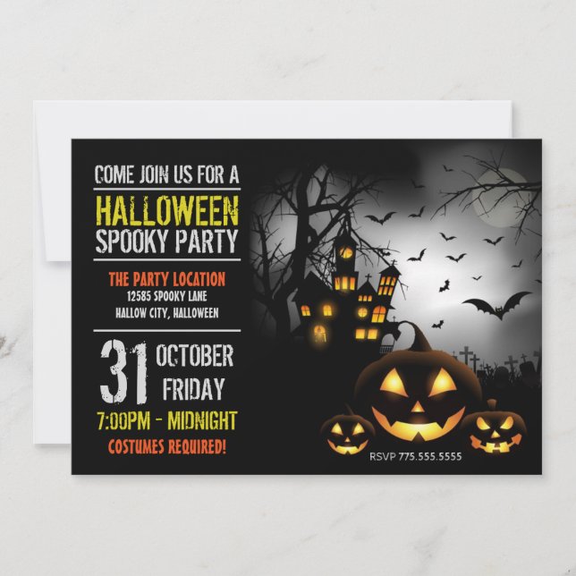 Invitation de la fête d'Halloween (Devant)
