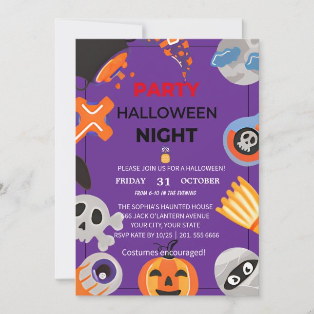 Invitation de la fête d'Halloween (Devant)
