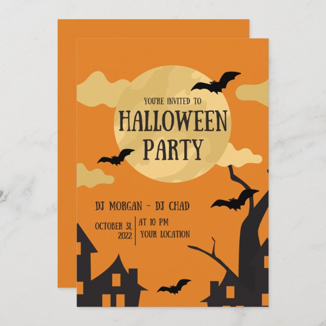 Invitation de la fête d'Halloween (Devant / Derrière)