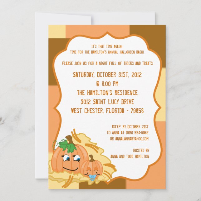 Invitation de la fête d'Halloween 5x7 Citrouille (Devant)