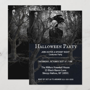 Invitation de la fête d'Halloween à crâne d'oiseau
