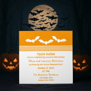 Invitation de la fête d'Halloween Batty, Orange &