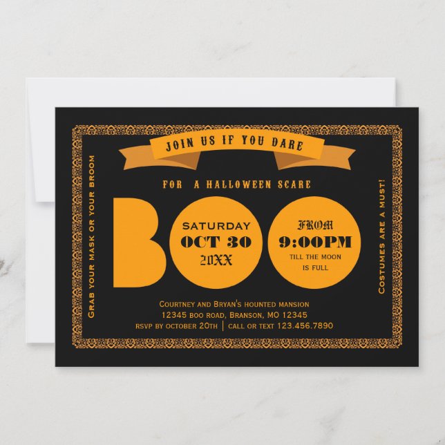 Invitation de la fête d'Halloween Boo (Devant)