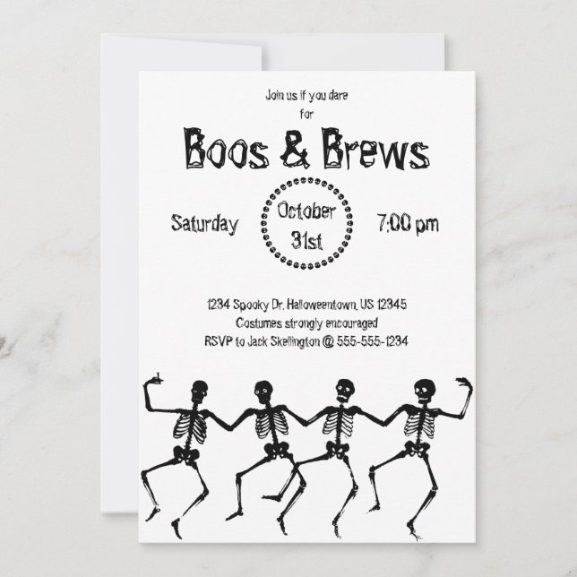 Invitation de la fête d'Halloween - Boos and Brews (Devant)