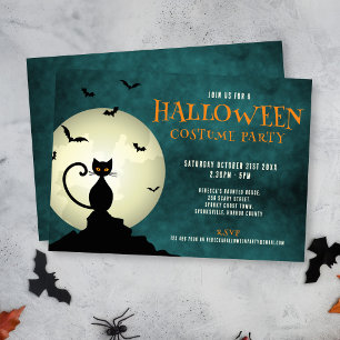 Invitation de la fête d'Halloween Chat Noir