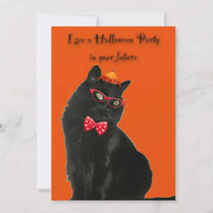 Invitation de la fête d'Halloween Chat Noir