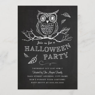 Invitation de la fête d'Halloween Chouette éffraya