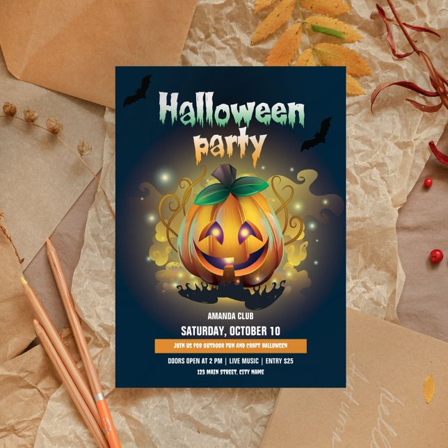 Invitation de la fête d'Halloween crâne déplaisant (Créateur téléchargé)