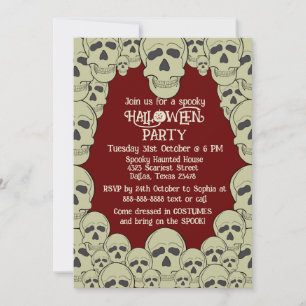 Invitation de la fête d'Halloween crâne vintage