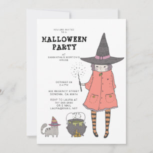 Invitation de la fête d'Halloween de Witch Kid