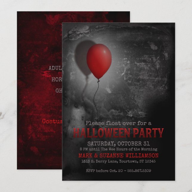 Invitation de la fête d'Halloween déplaisante (Devant / Derrière)
