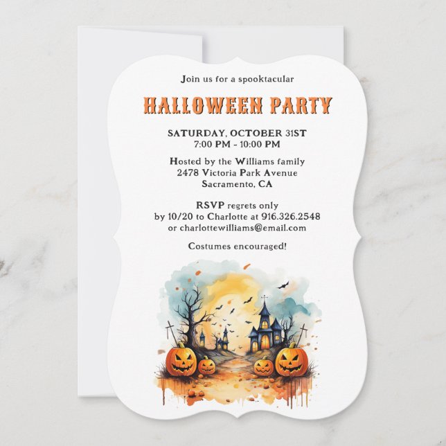 Invitation de la fête d'Halloween Déplaisante éffr (Devant)