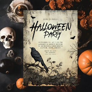 Invitation de la fête d'Halloween du Corbeau noir