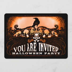 Invitation de la fête d'Halloween Éffrayant Orange