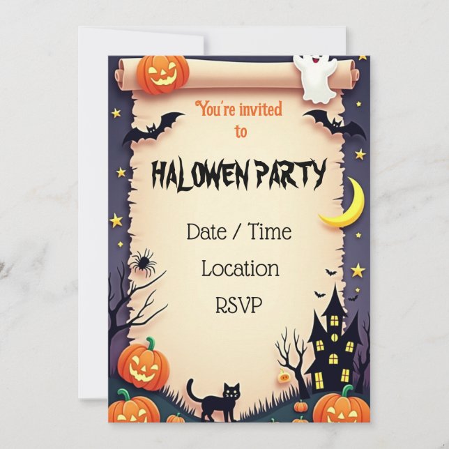Invitation de la fête d'Halloween éffrayante (Devant)