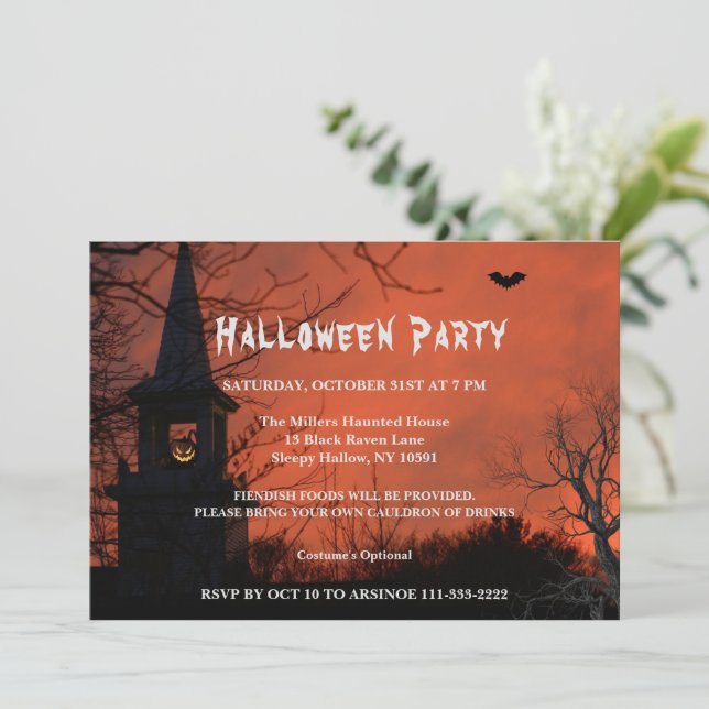 Invitation de la fête d'Halloween éffrayante (Debout devant)