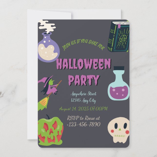 Invitation de la fête d'Halloween éffrayante (Devant)