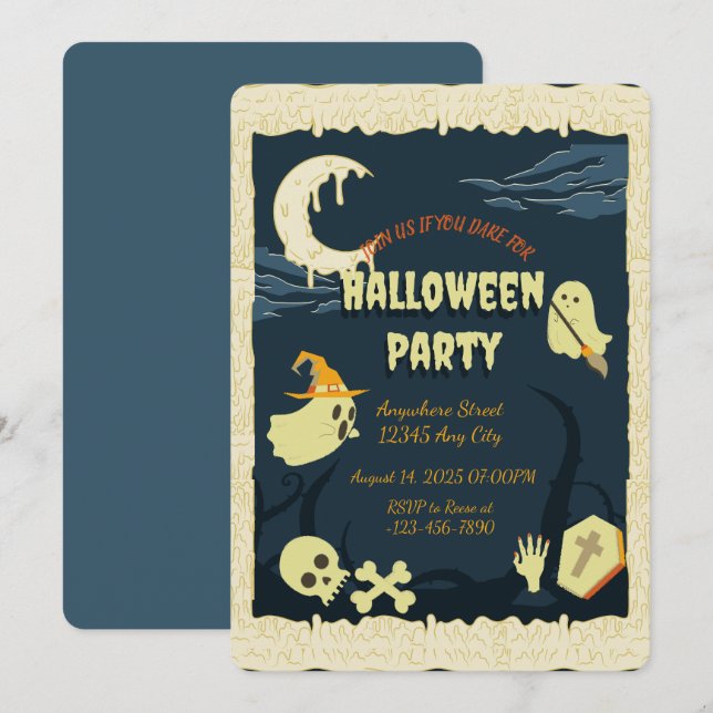 Invitation de la fête d'Halloween éffrayante (Devant / Derrière)