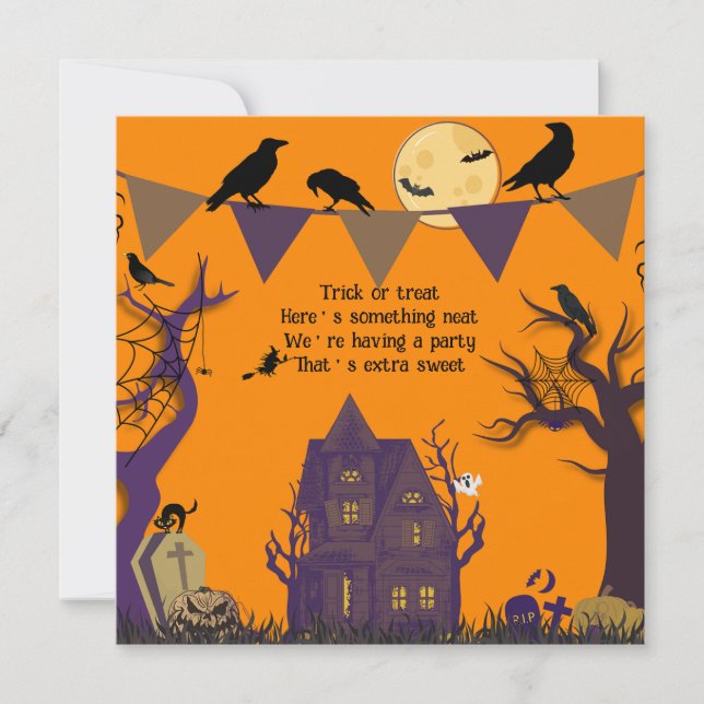 Invitation de la fête d'Halloween éffrayante (Devant)