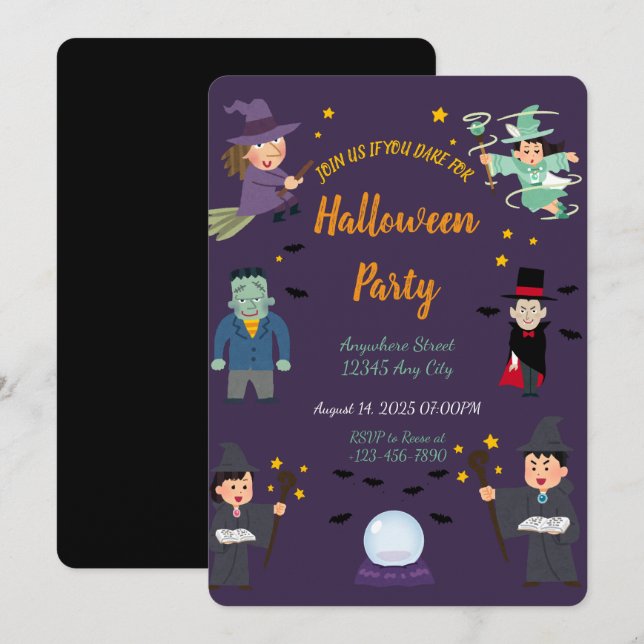Invitation de la fête d'Halloween éffrayante (Devant / Derrière)