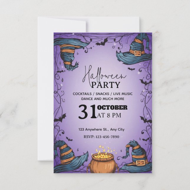 Invitation de la fête d'Halloween éffrayante - mod (Devant)