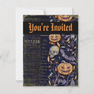 Invitation de la fête d'Halloween Éffrayante vinta