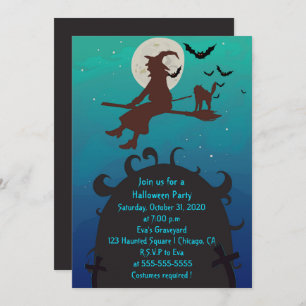 Invitation de la fête d'Halloween en sorcière et c