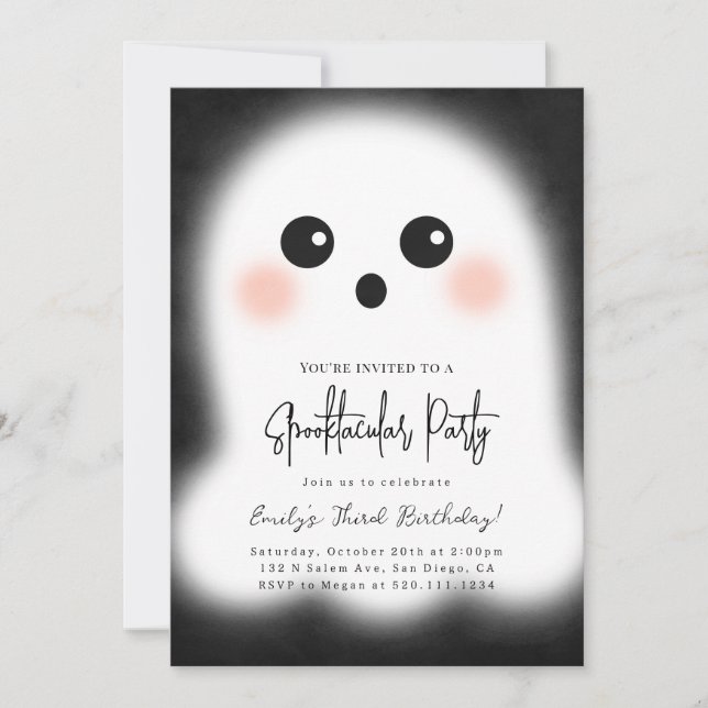 Invitation de la fête d'Halloween Ghost Cute (Devant)