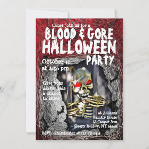 Invitation de la fête d'Halloween Gore de sang Crâ